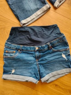 2 pary spodenki szorty dżinsowe ciążowe krótkie na lato jeans denim