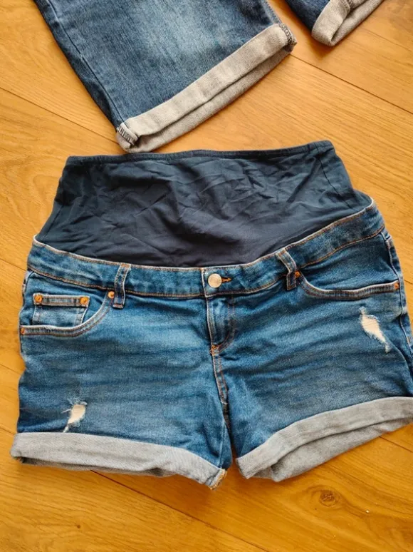 2 pary spodenki szorty dżinsowe ciążowe krótkie na lato jeans denim