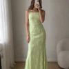 38 zielona limonkowa długa maxi sukienka bawełna