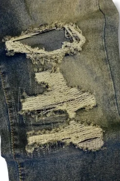 archive 90s Y2K distressed bootcut straight legged denim jeans