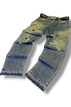 archive 90s Y2K distressed bootcut straight legged denim jeans