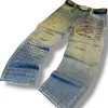 Archive 90s Y2K Heavy Distressed Washed Wide Leg Graphic Denim Jeans