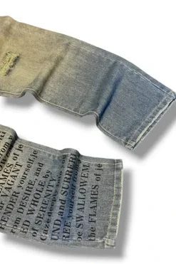 Archive 90s Y2K Heavy Distressed Washed Wide Leg Graphic Denim Jeans