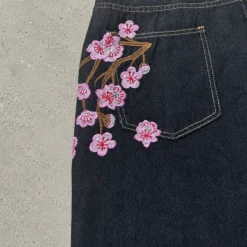 Baggy Jorts black Shorts vintage denim haft japan