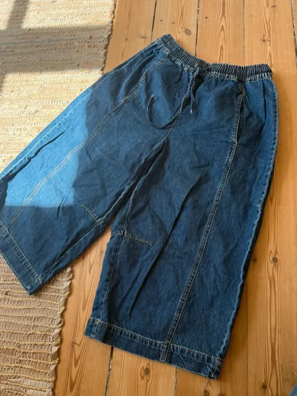 Barrel denim pants