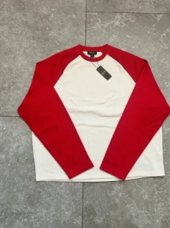 Beige og rød waffle knit Longsleeve