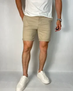 Beżowe szorty męskie bawełniane chino Topman W34 stretch skinny 98% cotton