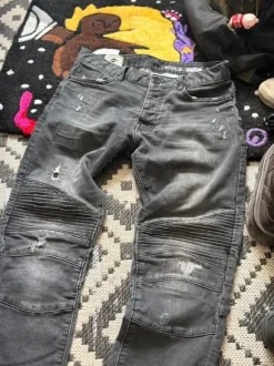 Biker jeans washed skinny