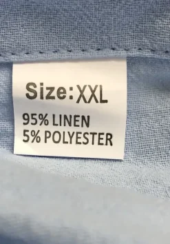 Błękitny niebieski komplet 95% len koszula rozpinana długie spodnie na co dzień lato XXL 2XL
