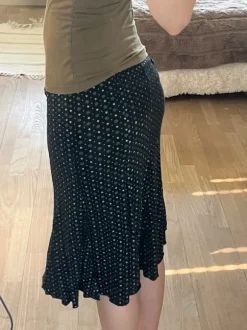 black flower midi skirt