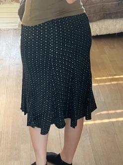 black flower midi skirt