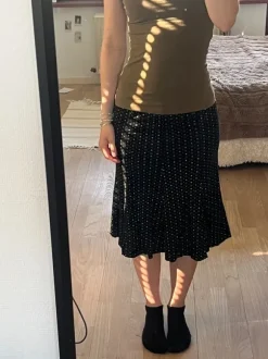 black flower midi skirt