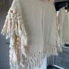 Boho poncho med frynser