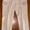 Broderade beige cargobyxor