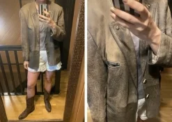 Brązowa Skórzana Kurtka Vintage, boho o Kroju Marynarki | Skóra Naturalna