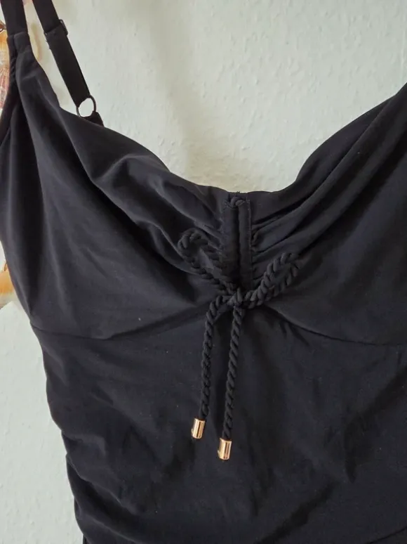 Chantelle Black Swimsuit Shaping One Piece DD Cup Ruched Control Swimwear