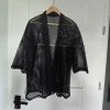 Czarna narzutka kimono z siateczki mesh