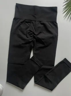 Czarne gładkie legginsy modelujące pośladki efekt push-up bezszwowe wysoki stan Rozmiar S