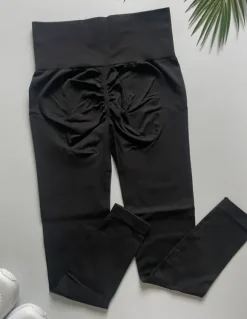 Czarne gładkie legginsy modelujące pośladki efekt push-up bezszwowe wysoki stan Rozmiar S