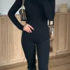 Czarny kombinezon sportowy do jogi modny seksi elastyczny Basic alo
