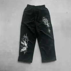 Damskie Czarne Baggy Dresy Z Nadrukiem S