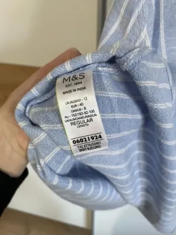 Długa lniana błękitna sukienka M&S Collection