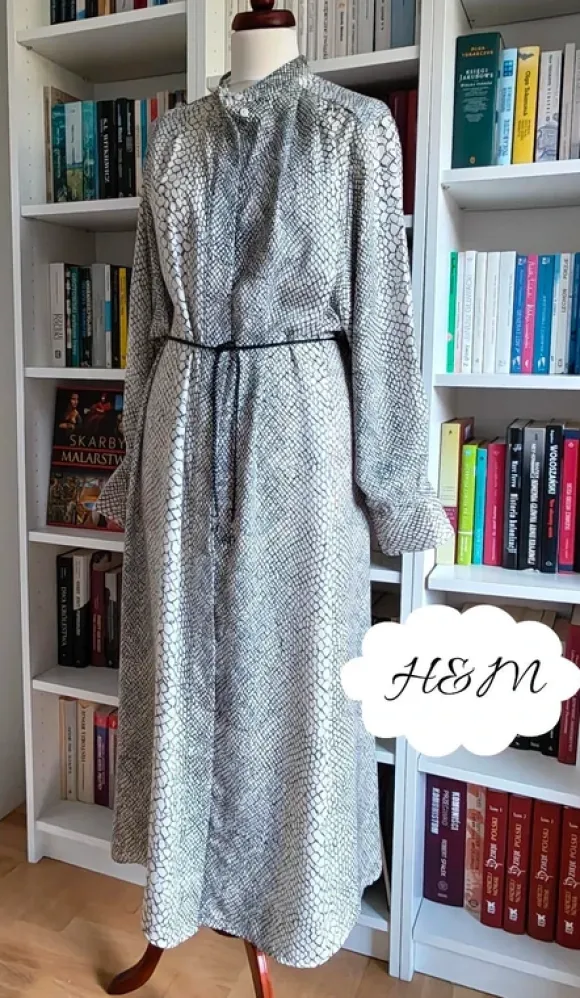 Długa sukienka na komunię na chrzest do pracy H&M Premium koszulowa letnia do biura