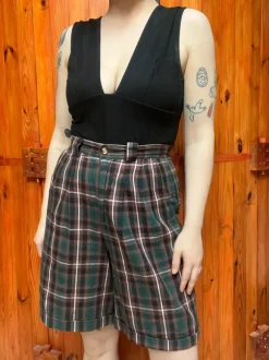 Długie szorty vintage 80s w kratkę