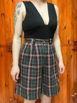 Długie szorty vintage 80s w kratkę