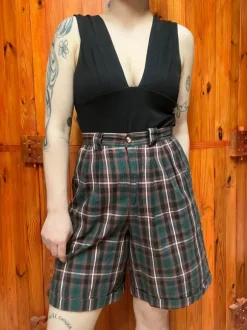 Długie szorty vintage 80s w kratkę