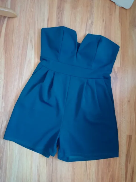 Elegancki kombinezon walG granatowy navy L odkryte ramiona bandea hiszpanka