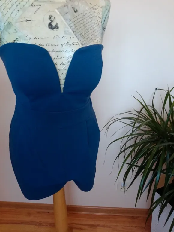 Elegancki kombinezon walG granatowy navy L odkryte ramiona bandea hiszpanka