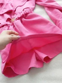 Elegancki różowy kombinezon S M komunia chrzciny wesele