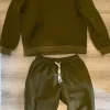 Essentials Fear of God hoodie + mjukisbyxor set – olivgrön