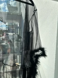 Feather trim robe