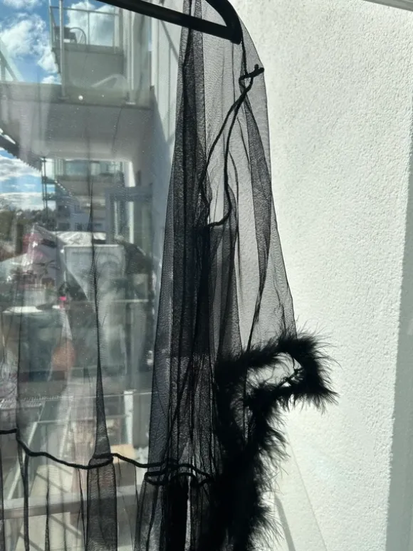 Feather trim robe