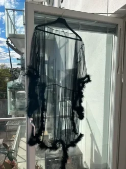 Feather trim robe