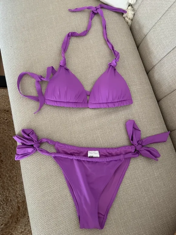 Fioletowe bikini dwuczęściowe kostium kąpielowy fioletowy