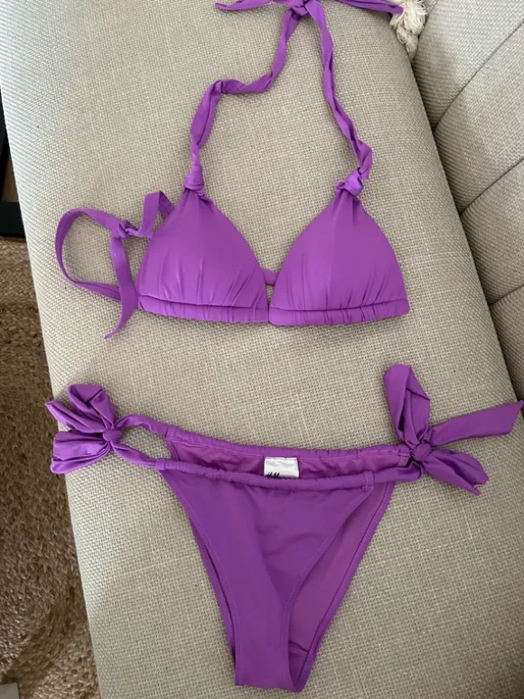 Fioletowe bikini dwuczęściowe kostium kąpielowy fioletowy