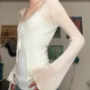 Gennemsigtig hvid cardigan