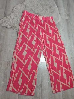 Gerry Weber 44 różowe plisowanr spodnie szeroka nogawka geometryczny beżowy wzór