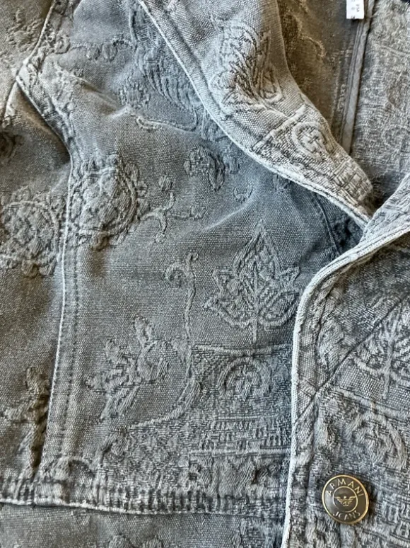 Grå figursyet denimjakke jaquard
