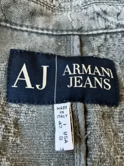 Grå figursyet denimjakke jaquard