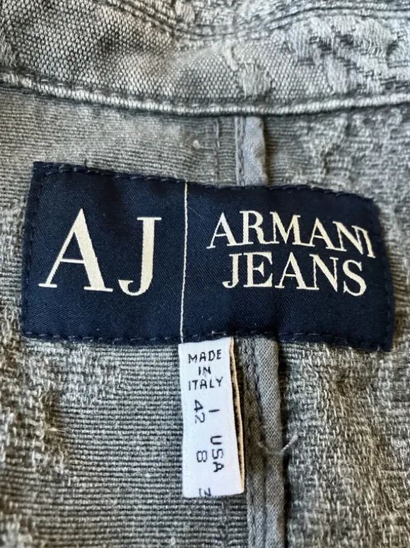 Grå figursyet denimjakke jaquard