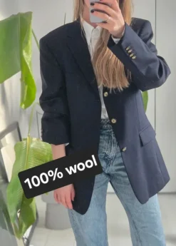 Granatowa marynarka 100% wełna, woolmark unisex oldmoney