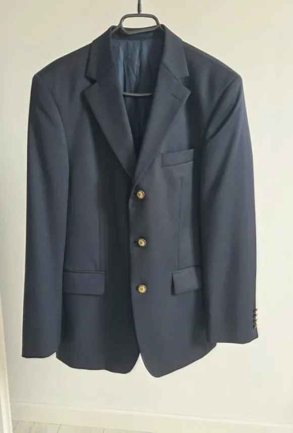 Granatowa marynarka 100% wełna, woolmark unisex oldmoney