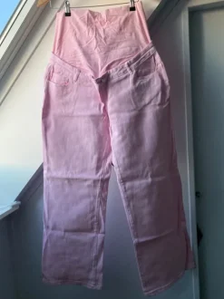 Graviditetsbukser denim lyserøde ubrugte jeans brede ben