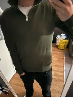 Grön quarterzip i merinoull