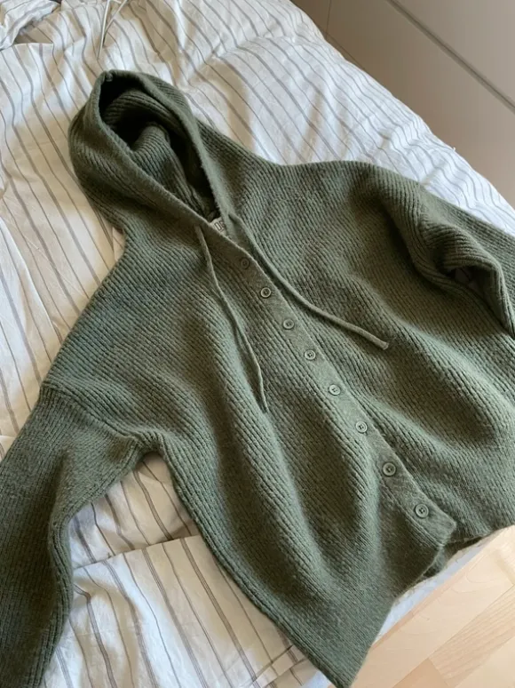 Grøn strik hoodie