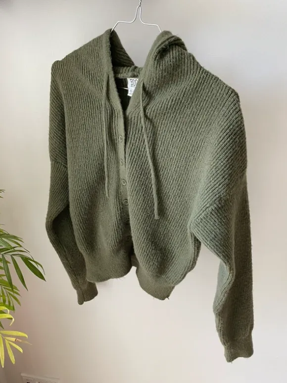 Grøn strik hoodie